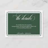 Carte D'accompagnement Emerald Green Script Western Rustic Mariage Détail (Devant)