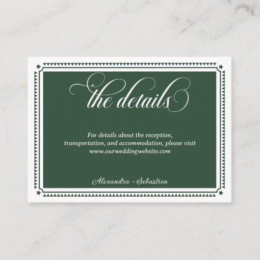 Carte D'accompagnement Emerald Green Script Western Rustic Mariage Détail (Devant)