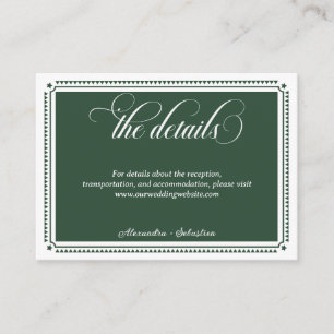 Carte D'accompagnement Emerald Green Script Western Rustic Mariage Détail