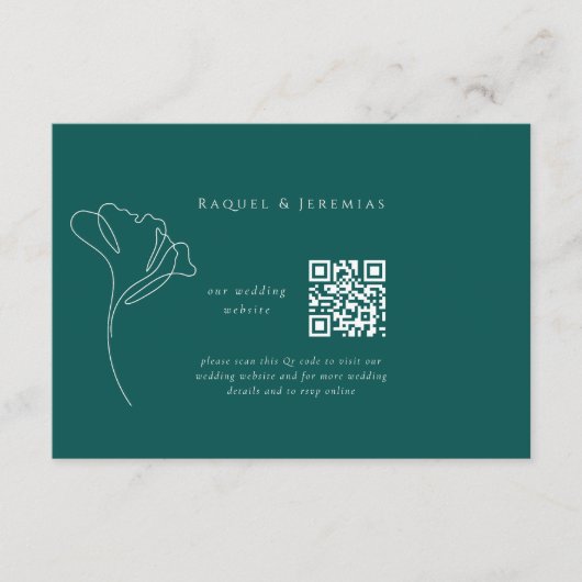 Carte D'accompagnement Emerald Green Wedding Website Enclosure Card (Devant)