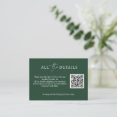 Carte D'accompagnement Emerald Script simple QR Code Wedding Detail (Debout devant)
