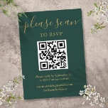 Carte D'accompagnement Emerald Vert Et Or Code QR Mariage RSVP<br><div class="desc">Une simple et élégante carte de boîtier RSVP couleur vert émeraude et or avec votre propre code QR et les détails du site Web mariage définis dans la typographie chic. Conçu par Thisisnotme©</div>