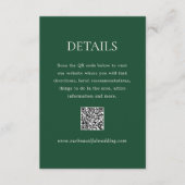 Carte D'accompagnement Emerald vert QR Code moderne Mariage élégant (Devant)