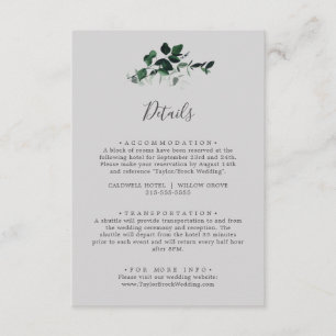 Carte D'accompagnement Émeraude Détails du Mariage gris