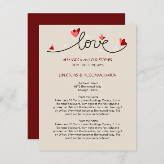 Carte D'accompagnement En Amour Simples Instructions De Texte Élégantes (Devant / Derrière)