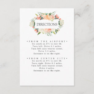 Carte D'accompagnement En fleurs Fleurs roses pêche GUIDE DE MARIAGE