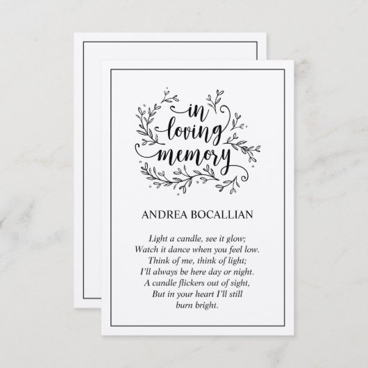 Carte D'accompagnement En mémoire d'amour, Rustic Brown Kraft Card (Devant / Derrière)