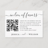 Carte D'accompagnement En remplacement de faveurs avec le code QR pour l' (Devant)