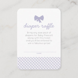 Carte D'accompagnement en vichy baby shower violet billet de tirage au so