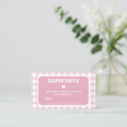 Carte D'accompagnement En vichy fille rose Baby shower rabat rabat (Debout devant)