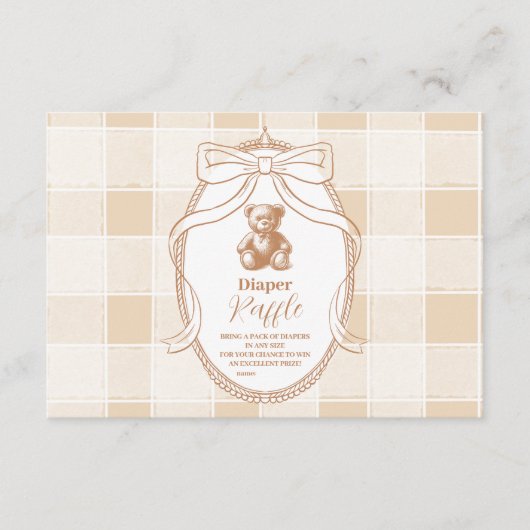 Carte D'accompagnement en vichy Français Teddy Bear Diapper Raffer (Devant)