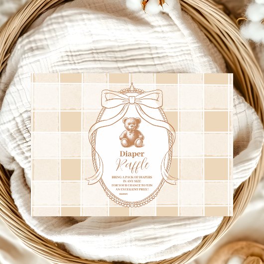 Carte D'accompagnement en vichy Français Teddy Bear Diapper Raffer