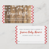 Carte D'accompagnement En vichy rouge Baby shower rustique de couches (Devant / Derrière)