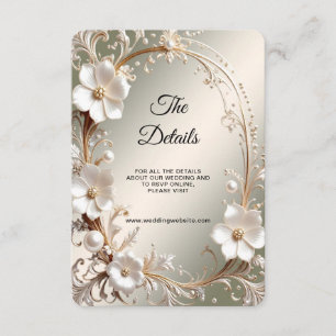 Carte D'accompagnement Encadrement orné de fleurs blanches en détail