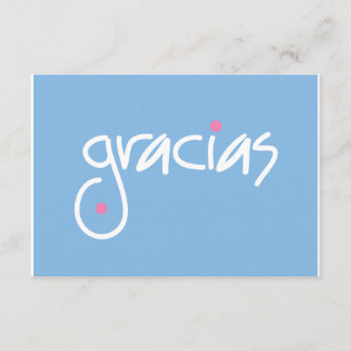 Carte D'accompagnement Enceinte cadeau en lettres bleu et blanc Gracias