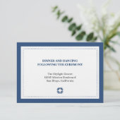 Carte D'accompagnement Enceinte de réception de mariage à bordure pointil (Debout devant)