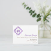 Carte D'accompagnement Enceinte de réception de mariage violet décrépit v (Debout devant)