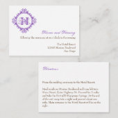 Carte D'accompagnement Enceinte de réception de mariage violet décrépit v (Devant / Derrière)