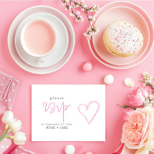 Carte D'accompagnement Enceinte rsvp coeur rose amusant