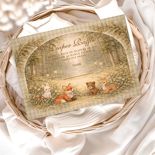 Carte D'accompagnement Enchanted Forest Baby Animals Diapper Raffle