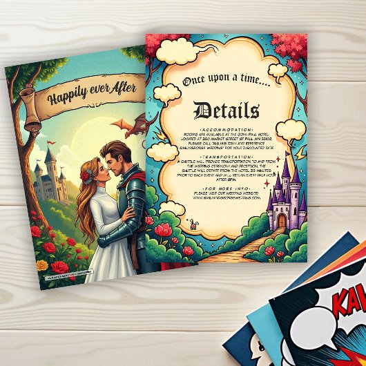 Carte D'accompagnement Enchanted Forest Castle Woodland Fairytale Wedding
