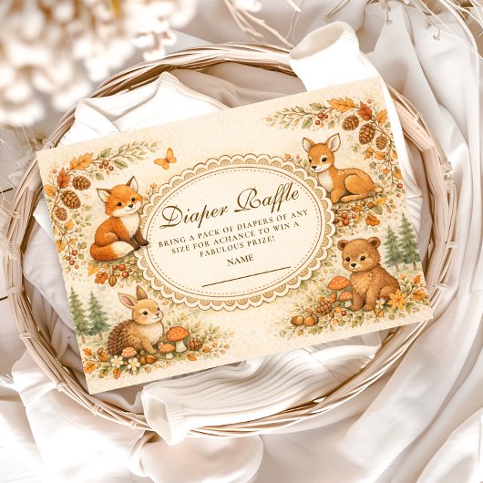 Carte D'accompagnement Enchanted Woodland Animals Diapper Raffle