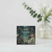 Carte D'accompagnement Enchantée Forêt Vert Quinceañera QR RSVP (Debout devant)