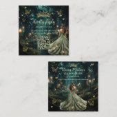 Carte D'accompagnement Enchantée Forêt Vert Quinceañera QR RSVP (Devant / Derrière)