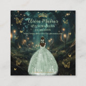 Carte D'accompagnement Enchantée Forêt Vert Quinceañera QR RSVP (Dos)