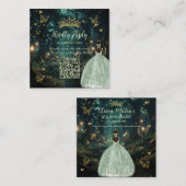 Carte D'accompagnement Enchantée Forêt Vert Quinceañera QR RSVP (Devant / Derrière)