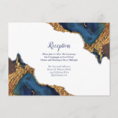 Carte D'accompagnement Enchanter la réception de mariage en or bleu Abstr (Devant)
