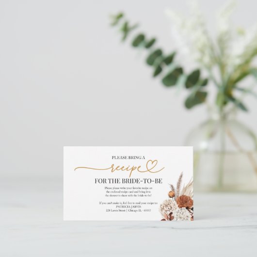 Carte D'accompagnement Encl Demande de recette Fête des mariées automne (Debout devant)