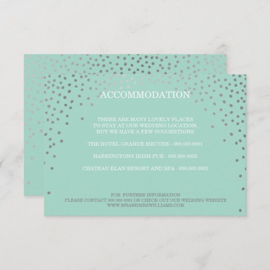 Carte D'accompagnement ENCLOS chic rustique mini confetti menthe argent (Devant / Derrière)