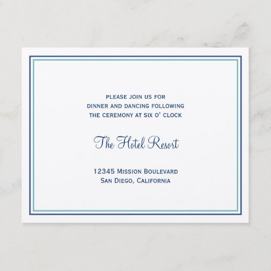 Carte D'accompagnement Enclos de réception de mariage coquille bleue (Devant)