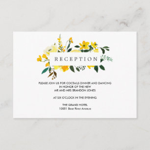 Carte D'accompagnement Enclos de Réception de MARIAGE Fleur Jaune Vibrant