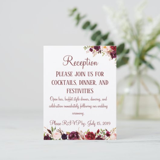 Carte D'accompagnement Enclos de réception florale de Bourgogne pour mari (Debout devant)