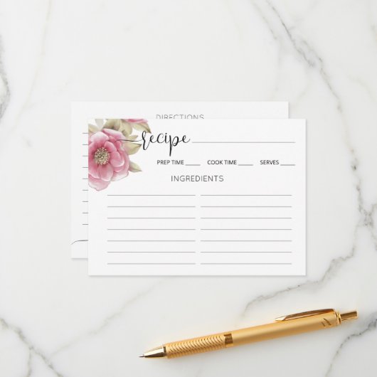 Carte D'accompagnement Enclosure Card Bridal Shower Recipe. (Devant/Arrière en situation)