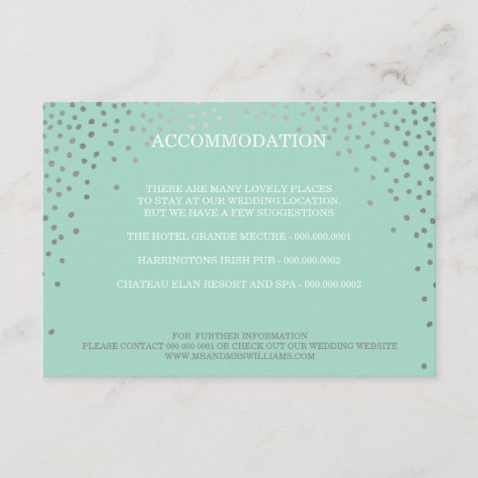 Carte D'accompagnement ENCLOSURE chic rustique mini confettis argent ment (Devant)