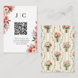 Carte D'accompagnement Enclosure Code QR Minimaliste Fleurs Terracotta