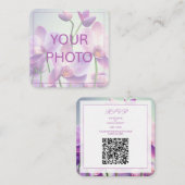 Carte D'accompagnement Enclosure de code QR de mariage floral Orchidées v (Devant / Derrière)