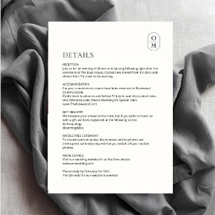 Carte D'accompagnement Enclosure de détails de mariage chic et minimalist