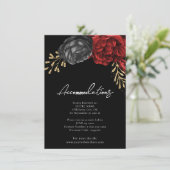 Carte D'accompagnement Enclosure de logement de mariage floral rouge goth (Debout devant)