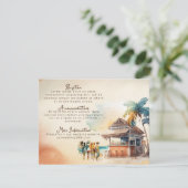 Carte D'accompagnement Enclosure de mariage à la plage à l'aquarelle (Debout devant)