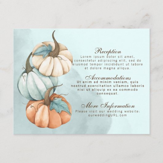 Carte D'accompagnement Enclosure de mariage citrouilles d'automne (Devant)