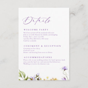 Carte D'accompagnement Enclosure de mariage floral violet élégant