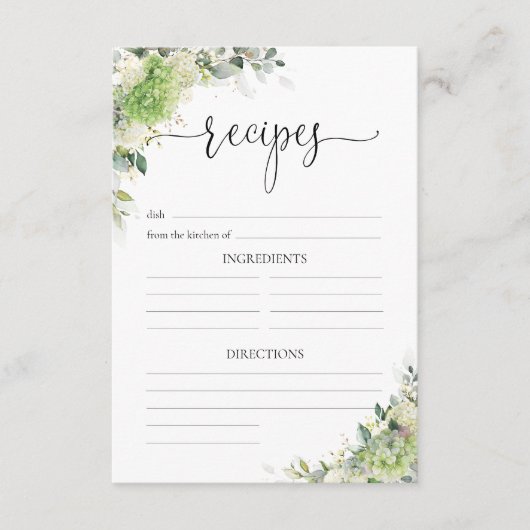 Carte D'accompagnement Enclosure de réception de mariage aux hydrangeas é (Devant)