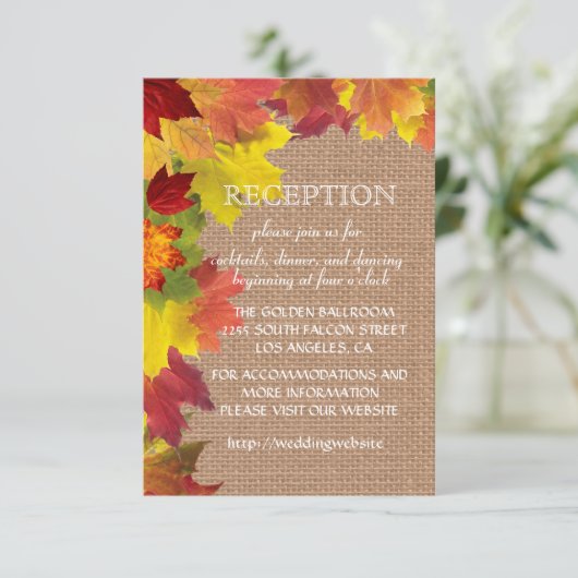 Carte D'accompagnement Enclosure de réception de mariage en toile de jute (Debout devant)