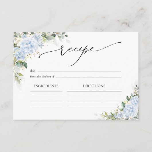 Carte D'accompagnement Enclosure de réception de mariage floral Hydrangea (Devant)