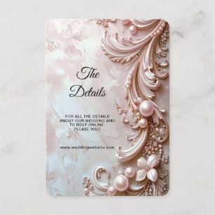Carte D'accompagnement Enclosure ornée de perles roses et détails floraux