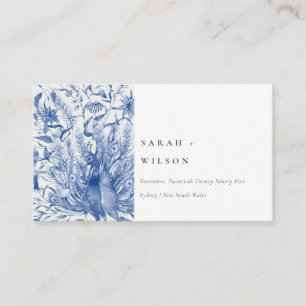 Carte D'accompagnement Encre Bleu Classique Aquarelle Peacock Mariage Web